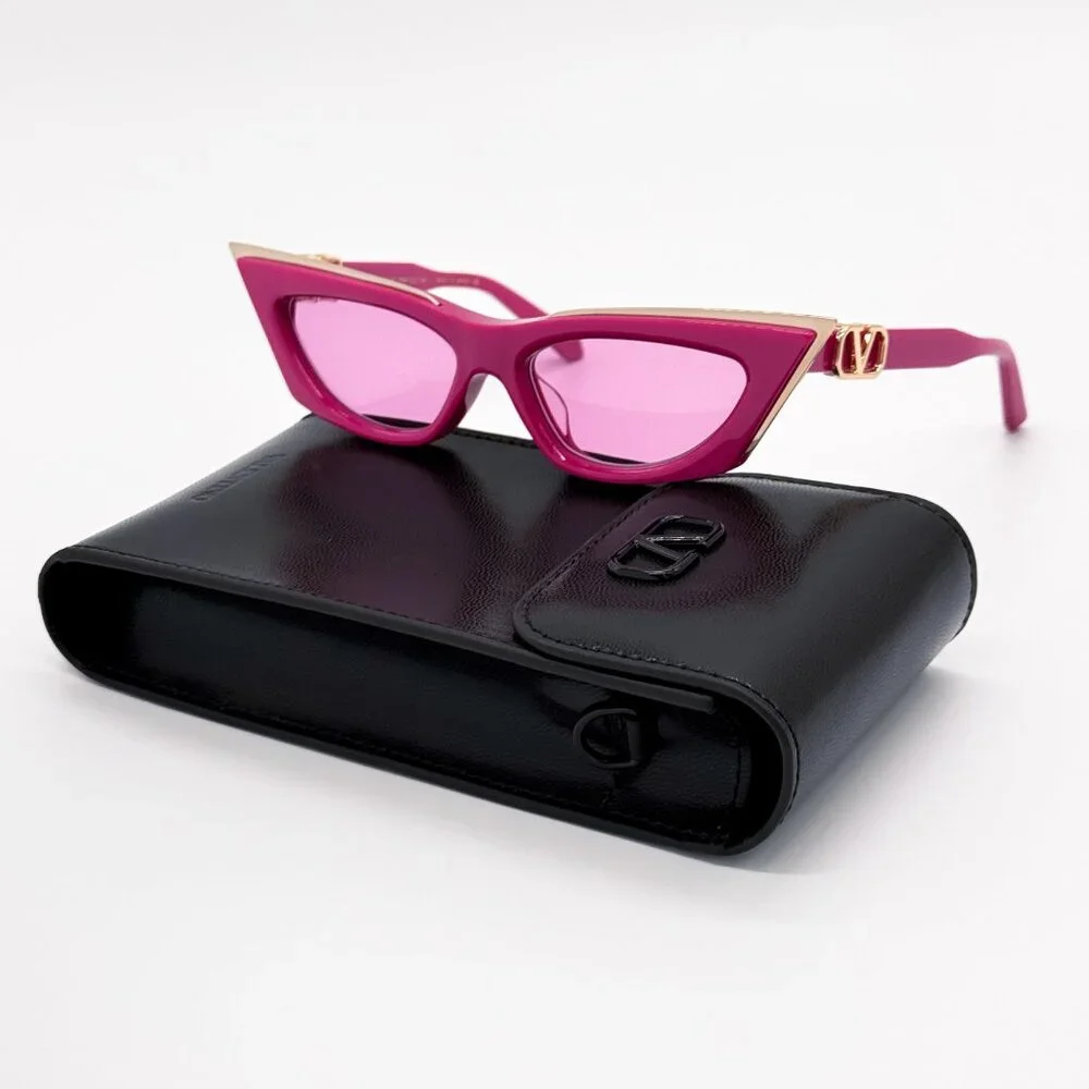 NEW VALENTINO V-GOLDCUT VLS-113C PINK WOMEN CAT EYE SUNGLASSES VALENTINO